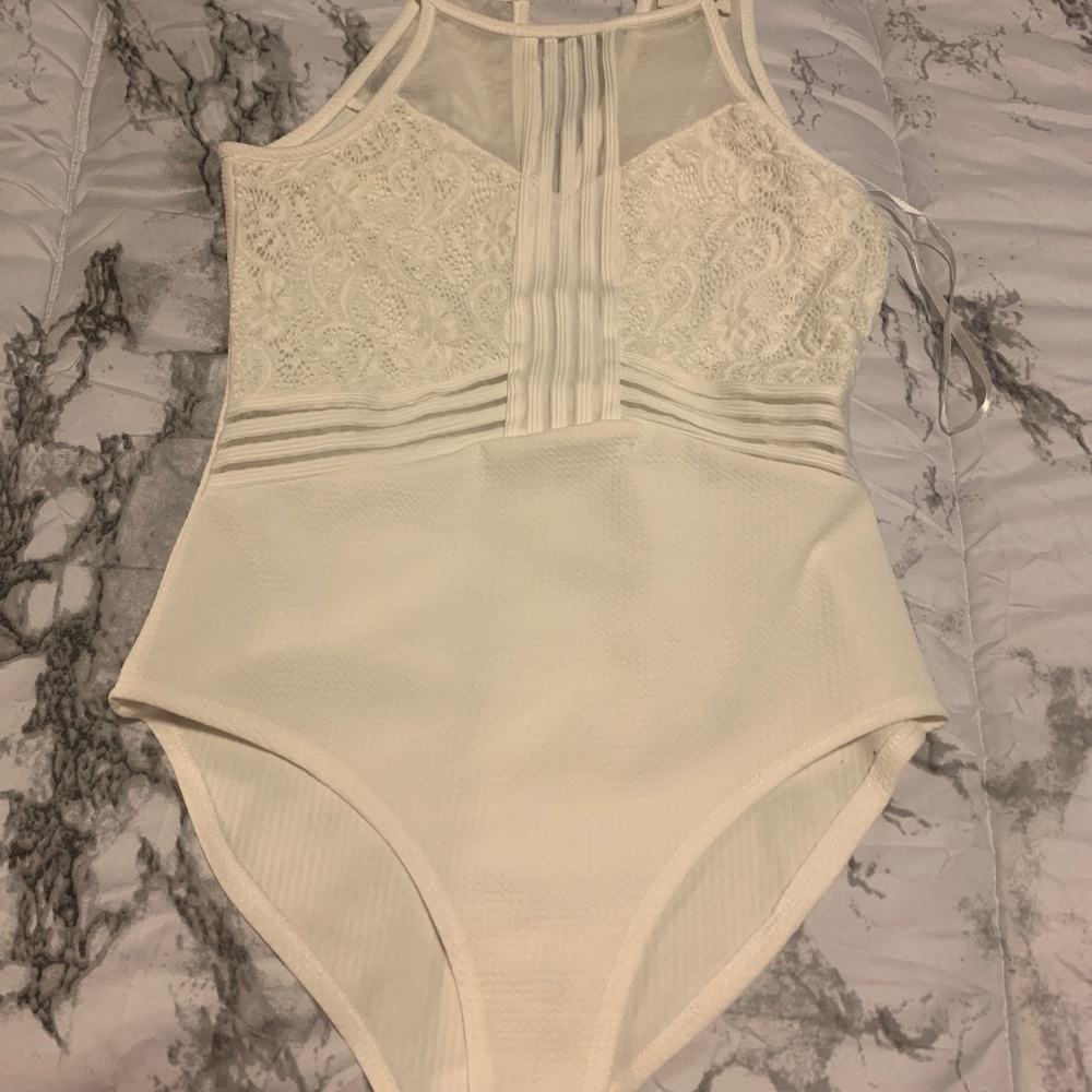 White laced bodysuit